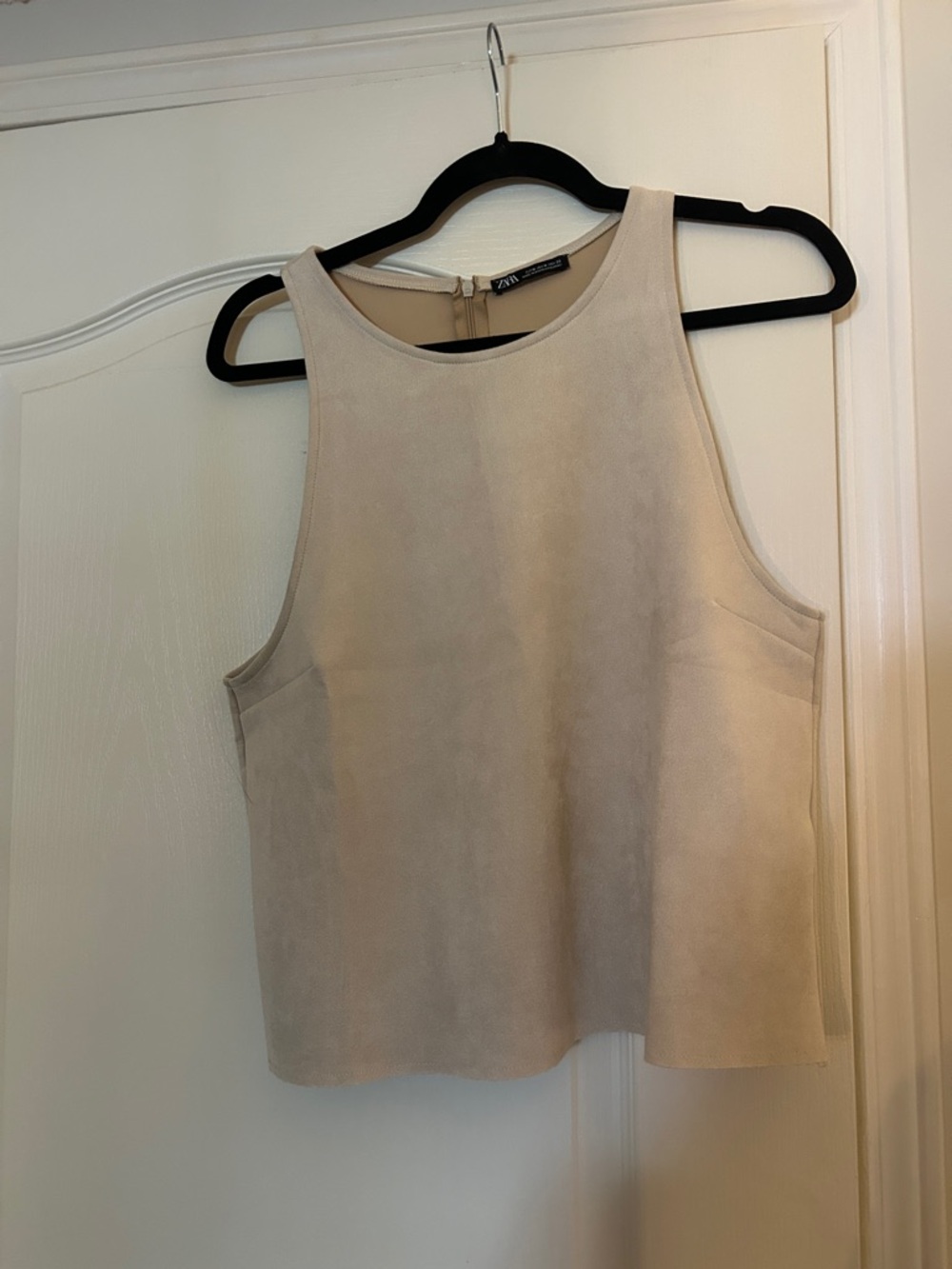 Zara Beige Suede-Effect Sleeveless Tank